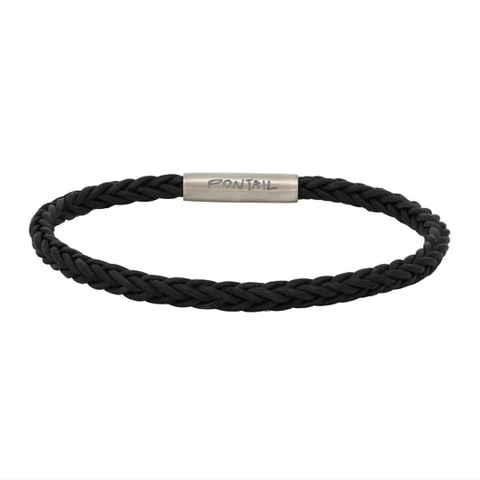 REVERSIBLE SQUARE LEATHER BRACELET 4MM – BLACK