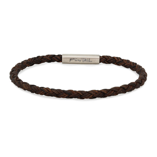 REVERSIBLE ROUND LEATHER BRACELET 4MM – BROWN