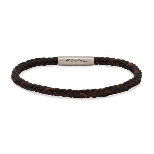 REVERSIBLE SQUARE LEATHER BRACELET 4MM – BROWN