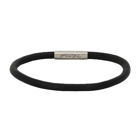 REVERSIBLE TUBE LEATHER BRACELET 4MM – BLACK