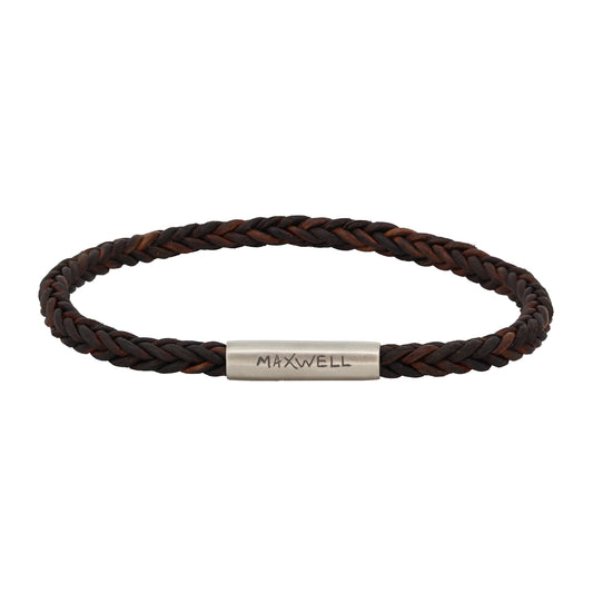 REVERSIBLE SQUARE LEATHER BRACELET 4MM – BROWN